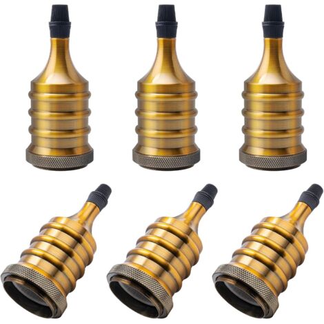 Vintage-Lampenfassung E27, Retro-Lampenfassung aus Aluminium & Keramik, Edison-Gewinde für Lampe/Glühbirne, DIY-Nostalgie-Deckenleuchte, Tischlampe, Retro-Charme, Gewindemantel, Messing, 6er-Set (1/5)