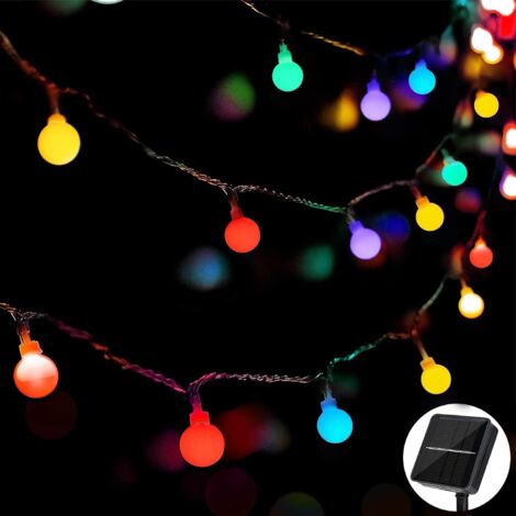 Solar-Lichterkette für den Außenbereich, 8 m/60 LEDs, 8 Modi, IP65 wasserdicht, geeignet für Garten, Balkon, Party, Weihnachten, Dekoration (Farbe) (1/5)