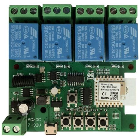4 Kanal 12V ZigBee Relais Schalter,selbstsicherndes inching Interlock Smart Timer Schalter Modul,funktioniert mit Alexa Google Home Tuya Zigbee Hub (1/5)