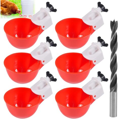 6PCS Hühnertränke Automatische Geflügeltränke Hühnerwasserspender DIY Hühnerwasserbecher Geflügeltränke für Hühner,Tränke Hühnerzubehör Wasserspender-Set mit Bohrer für Huhn,Ente,Gans,Pute,Taube (1/5)