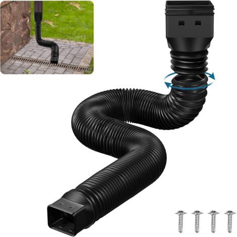 Regenrinne Fallrohr Verlängerung Flexible Downspout Extender, Schwarz Abflussrohr Fallrohr Downspout Extender, Dachrinnenverbinder Regenwasserablaufrohr, ausziehbar von 19,7 bis 58 Zoll (1/5)