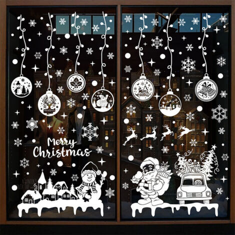 Wiederverwendbare Weihnachtsfensteraufkleber, Weihnachtsfensterdekoration, elektrostatischer PVC-Weihnachtsfensteraufkleber, Schneeflocken-Innenraum-Weihnachtsdekoration für Glasfenstertür (1/5)