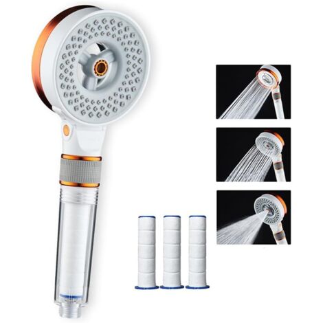 Duschkopf,Wassersparender Duschkopf mit 3 Strahlarten, Druckerhöhend Duschkopf,Duschkopf mit Filter,Handbrause mit Stoppfunktion (1/5)