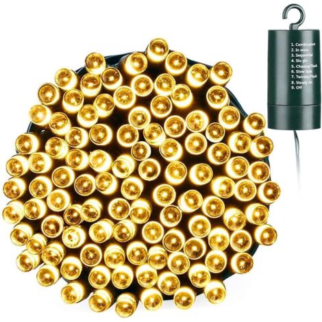 20 m lange, batteriebetriebene Lichterkette mit 200 LEDs, warmweiße Weihnachtsbeleuchtung mit 8 Lichtmodi und Speicherfunktion für die Weihnachtsbaumdekoration im Innen- und Außenbereich (1/5)
