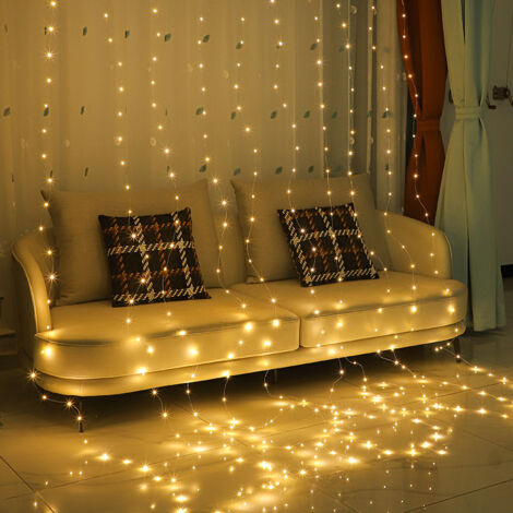 LED Kupferdraht Vorhang Lichterkette 3x3 Meter USB Fernbedienung Kupferdraht Licht Weihnachtsdekoration Licht Schlafzimmer Atmosphäre Licht (1/5)