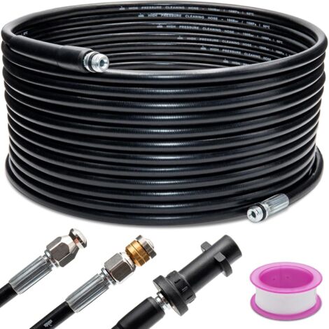 20 m Rohrreinigungsschlauch Set für Kärcher K2, K3, K4, K5, K6, K7 inkl. 2 Düsen und Adapter, Rohrreiniger, Schlauch, Hochdruckreiniger, 180 bar (1/5)