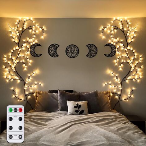 Zweiglichter, 144 LEDs, warmweiße Lichterkette, Baumlichter mit Netzstromversorgung, künstlich beleuchtete Zweige für Ostern, Innenwanddekoration (2 Stück) [Energieklasse G] (1/5)