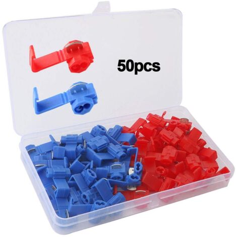 50-teiliges Abzweigverbinder-Set, Schnellverbinder, Kabelabzweig-Schnellverbinder, Drahtkabelverbinder, Verriegelungsklemme (Rot, Blau) (1/5)