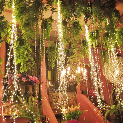 Solar-Lichterkette, 10 Stränge, 200 LEDs, dekorativer LED-Lichtstrahl mit Fernbedienung, 8 wasserdichte Modi, warmweiße Lichterkette für Garten, Party, Weihnachten, Hochzeit (1/5)