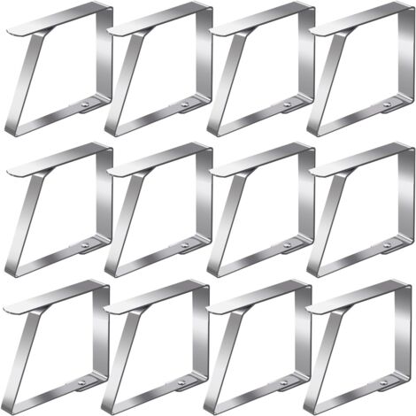 Tischdeckenklammern, 12 Stück Tischtuchklammern Edelstahl, Tischdeckenklammern für Drauße,Grillen,Partys,Tischklammern für Tische mit Maximalen Dicke von 5 cm (1/5)