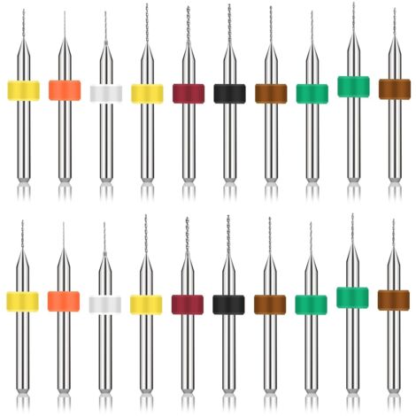 20 Stück Micro Bohrer Set, 0,3mm - 1,2mm PCB Micro Spiralbohrer Wolframstahl Mini bohrer PCB Druckplatine Gravierbohrer Bits für Harz, Glas, Schmuck, Stanzen, Leiterplatten(0.3mm-1.2mm) (1/5)