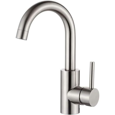 G1002A Irsmart – Badezimmer-Mischbatterie, 360° drehbarer Waschtisch-Wasserhahn, Einhebel-Waschtisch-Mischbatterie, heiß und kalt verstellbar, Grau, exklusiv bei Amazon (1/5)