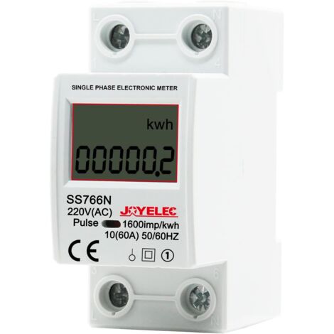 LCD Digitale 220V Stromzähler Hutschiene KWh Zähler 10(60) A 1-phasiger Wechselstromzähler 2-poliger 2P-DIN-Schienen-Stromzähler,zeigt nur kWh an, keine Hintergrundbeleuchtung (1/5)