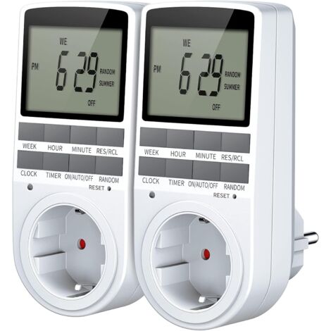 Digitale Zeitschaltuhr Steckdose, elektronische Digitale Zeitschaltuhr mit LCD-Display und Anti-Diebstahl-Zufallsmodus, integrierter Berührungsschutz, Energieeinsparung für Haushaltsgeräte (1/5)