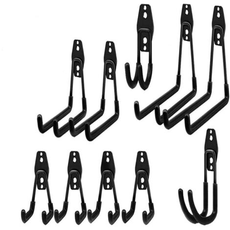 Garagen-Aufbewahrungshaken zur Aufbewahrung von Elektrowerkzeugen, Leitern, losen Gegenständen, schwarz (10er-Pack) (1/5)