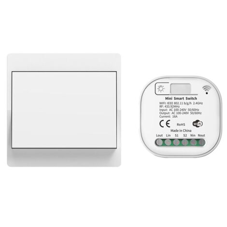 RF433 Funkschalter Licht Set, Funk Lichtschalter Batterielose APP und Sprachsteuerung, Funk-Sender-Sicherheitsschalter und Empfänger-Controller, Kompatibel mit Alexa Google Home, Smart Life (1/5)