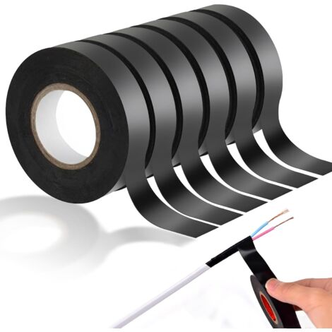 Isolierband Schwarz, 6 Rollen Isolierband Wasserdicht 18mm x 20 m, Isolierband Selbstverschweißend, Electrical Tape zum Schutz, Bündeln und Reparieren von Kabeln (1/5)