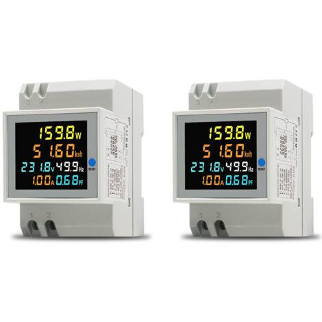 Einphasen-Energiezähler, digitaler Stromzähler, AC 40–300 V, 100 A, 1-Phasen-Stromzähler, Wattmeter, DIN-Schiene, Wattmeter, KWh, Voltmeter, Amperemeter(2PCS) (1/5)