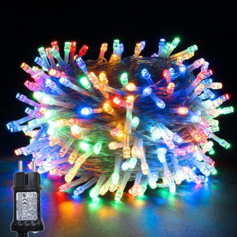 Weihnachts-LED-Lichterkette, 100 mehrfarbige LEDs auf transparentem Kabel für Weihnachten, Baum, Zuhause, Partys, Hochzeiten, Geburtstag, Neujahr (1/5)