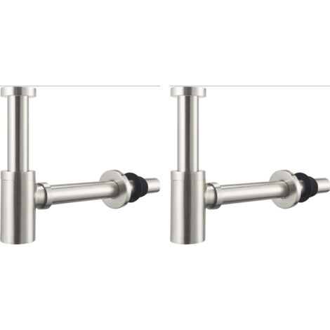 Waschbeckensiphon aus Messing, gebürstetes Nickel, Siphon im universellen Design, 1 1/4 x 32 mm, verstellbar, geruchshemmend, Edelstahl, Edelstahl（2pcs） (1/5)