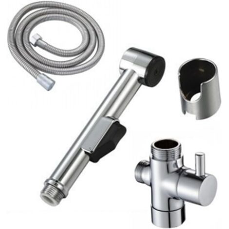 Bidet Handbrause für Waschbecken, WC Popodusche, Bidet Handbrause, mit Brauseschlauch 150cm, 1/2 Wasserverteiler und Wandhalterung für WC, Hand Sprayer mit Wasserhahn Umschaltventil, Poliert (1/5)