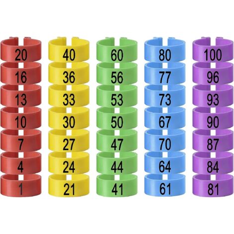 100 Pack Hühnchen Identifikation Beine Ringe, Chicken Tags für Legs Geflügel Bands Clip On Leg Rings für Hühner, Enten, Hühnchen, Goose(5 Farben,16mm) (1/5)