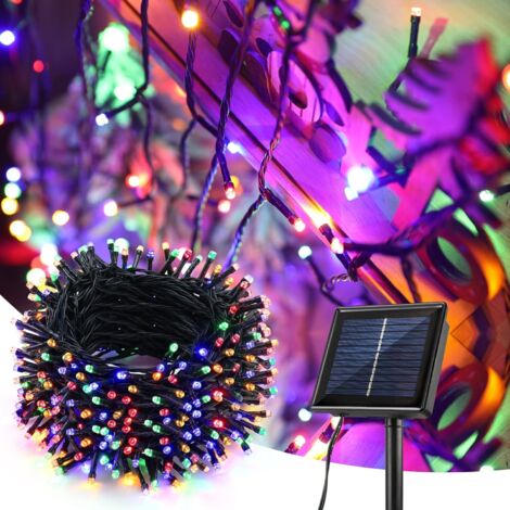 Weihnachtsdekoration, Solar-Lichtgirlande, 32 m, 300 LEDs, wasserdicht, für den Außenbereich, Solar-Guinguette-Girlande, 8 Modi, für Garten, Zaun, Terrasse, Innenhof, Weihnachtsbaum, Halloween-Party, (1/5)
