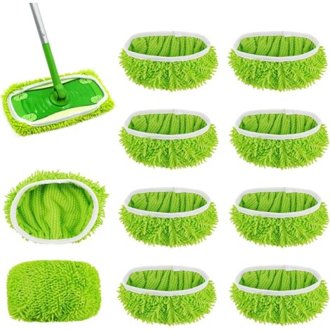 10 Stück für Swiffer Bodentücher Tücher Mikrofaser Set,25,4x11,5cm Wiederverwendbar für Swiffer Sweeper Mop Bodenwischer Nass Trocken Wischmopp Bezug, für die Reinigung von Hartböden, Holzböden (1/5)