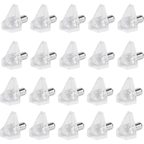 20 Stück Regalbodenträger, 5mm Bodenträger Einlegeboden Halter, transparent Kunststoff Regalboden Stifte für Möbel Bücherregale Schränke Holz Glas-Böden Regal Halter Pegs Pins (20, Transparent) (1/5)