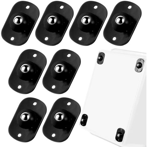 Kugelrollen Möbelrollen,8 Stück 360° drehbar Selbstklebendes Universalrad Edelstahl leichtgängige Drehung Mini Kleberolle für Küche Aufbewahrungsbox Kleingeräte Schieber(Schwarz) (1/5)