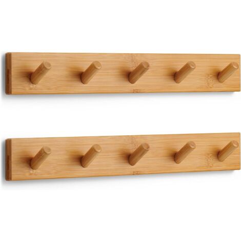 Kleiderhaken aus Holz (2er-Pack) – Garderobe aus Holz mit 5 Haken – 43 cm – Wandgarderobenhaken für Flure, Kleiderschränke, Schlafzimmer und Badezimmer (1/5)