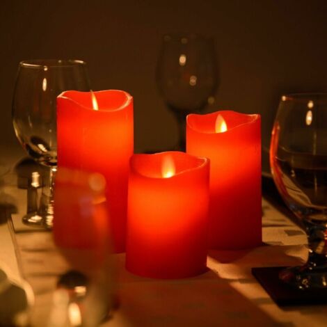 x flammenlose, flackernde LED-Kerzen, echtes Wachs, batteriebetriebene Stimmungslichter, rot (1/5)