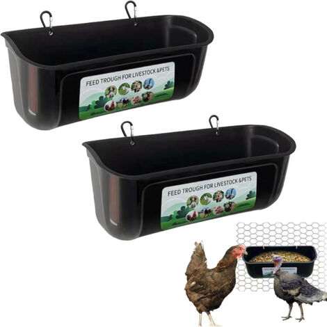 Neuer hängender Hühnerfuttertrog, geeignet für Geflügel, Huhn, Ente, Gänsezaun, großes Futterbecken, Futterbehälter, grenzüberschreitend (1/5)