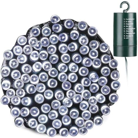 20 m lange, batteriebetriebene Lichterkette mit 200 LEDs, weiße Weihnachtsbeleuchtung mit 8 Beleuchtungsmodi und Speicherfunktion für die Weihnachtsbaumdekoration im Innen- und Außenbereich (1/5)