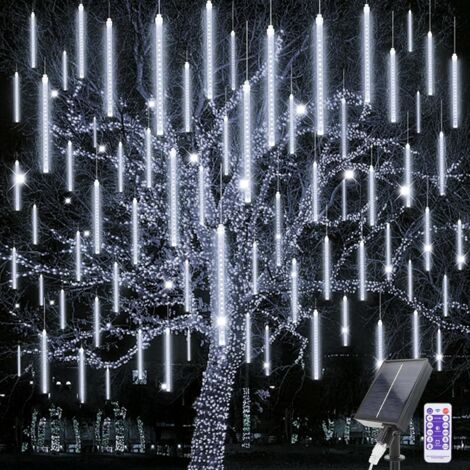 Solar-Meteor-Regenlichter, 30 cm, 8 QTubes 240 LEDs, Weihnachtsbeleuchtung für den Außenbereich, IP67 wasserdichte Meteor-Regenlichter für Weihnachtsfeier, Hochzeit, Garten, Baum (1/5)