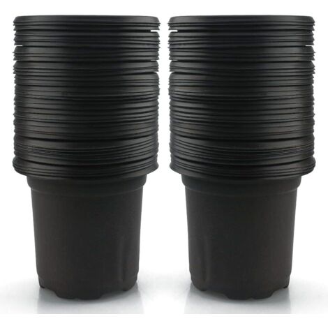 100 Stück schwarze Kunststoff-Blumentöpfe 10 cm (1/5)