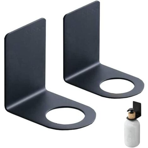 Stück Hakenspender-Halter, wandmontierter Seifenspender-Halter, Seifenpumpenhalter, Shampoo-Spender-Halter, schwarzer Edelstahl-Shampoo-Halter für Küche, Badezimmer (1/5)