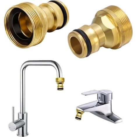 2 Stück Universal-Wasserhahnanschluss für Mischbatterie,Schlauchadapter Wasserhahn Adapter Schlauchkupplung Schnellkupplung Gartenschlauch Wasserhahn Adapters Anschluss (1/5)