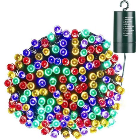 20 m lange, batteriebetriebene Lichterkette mit 200 LEDs, mehrfarbige Weihnachtsbeleuchtung mit 8 Beleuchtungsmodi und Speicherfunktion für die Weihnachtsbaumdekoration im Innen- und Außenbereich (1/5)