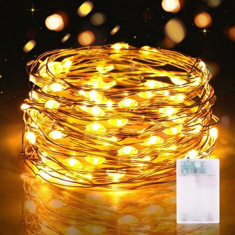 Batteriebetriebene LED-Lichterkette, 5 m, 16,5 Fuß, 50 LEDs, Mikro-LED-Lichterkette, batteriebetrieben, für den Innen- und Außenbereich, für Schlafzimmer, Weihnachten, Hochzeit, Baum, Gläser, Dekorati (1/5)