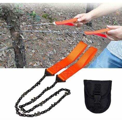 Tragbarer 24-Zoll-Draht mit Stoffaufbewahrungstasche, Garten für Outdoor-Camping, 11-Zahn-Handsägeketten-Protokollierungswerkzeuge, Orange H379 (1/5)