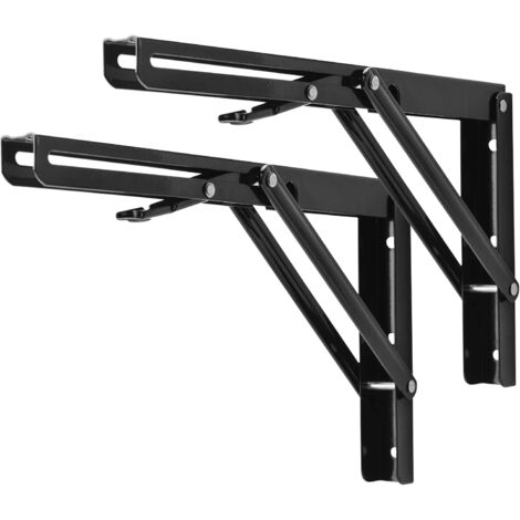 Klappbare Regalhalterung 300 mm, 2 Stück Klapphalterungen für schwere Lasten, schwarze Wandregalhalterung, klappbare Halterung für Tisch, Garage, Küche, Schlafzimmer, maximale Belastung 150 kg (1/5)