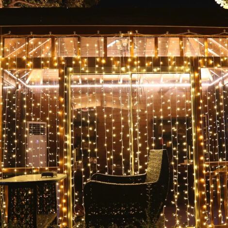 3 x 3 m, 304 LED-Lichterketten, Karneval, Hochzeit, Außen- und Innengartenbeleuchtung – RW, Innenmöbel-Dekoration, Weihnachtsdekoration, Lichterketten (1/5)