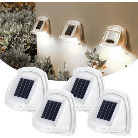8LED Außen-Solarleuchte, kabellose Sicherheitslampe für Treppen, Außenwandleuchte, wasserdicht IP65, automatisches Ein-/Ausschalten, moderne Solarlampe, Kaltweiß 6000 K, für Garten, Balkon (4 Stück) (1/5)