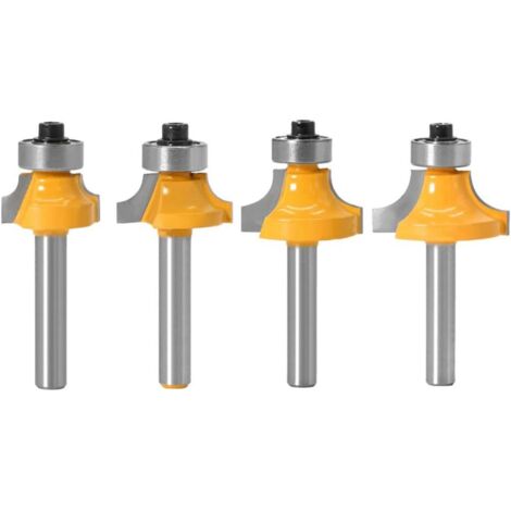 4Stk 6.35mm Schaft Fräsbohrer Halbrund Nutenfräser Werkzeugsatz Schneiden-Fräsen Für Holzbearbeitung, 5/16„, 3/16“, 1/4„, 1/8“ Radius (1/5)
