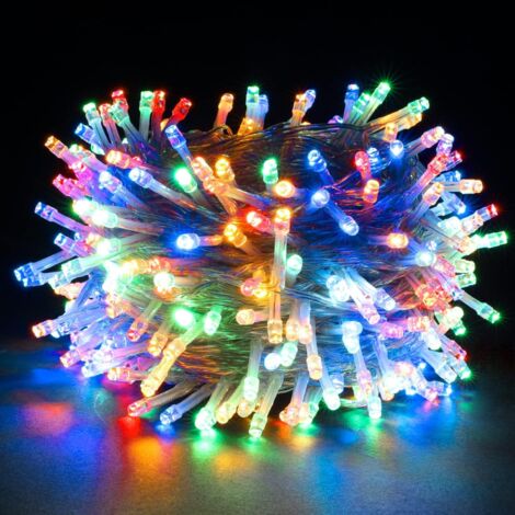 Weihnachts-LED-Lichterkette, 400 mehrfarbige LEDs auf transparentem Kabel für Weihnachten, Baum, Zuhause, Partys, Hochzeiten, Geburtstag, Neujahr (1/5)