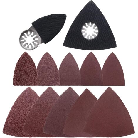 Set aus 102 oszillierenden Dreieckschleifschuhen für Multifunktionswerkzeuge mit Schleifscheiben 60/80/120/180/240 Blatt (1/5)