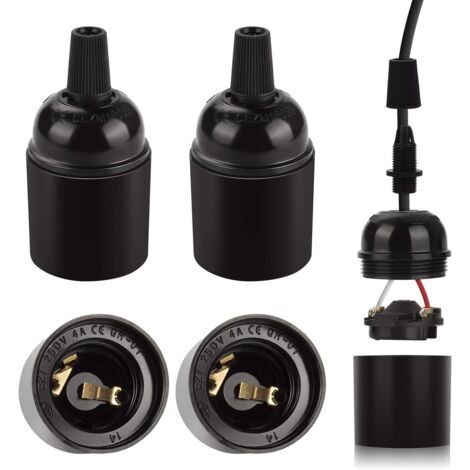 E27 Vintage-Fassung aus massivem Bakelit/Kunststoff, Keramik, Messing, Edison-Retro-Schraubfassung für E27-Lampen, 4er-Set (1/5)