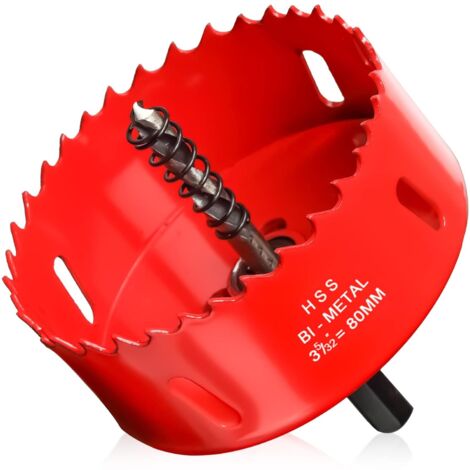 Lochsäge 80mm für Holz, Universal Lochschneider Bohrkrone aus HSS M42 Bi-Metall, Lochfräser Lochbohrer mit Trennbarem Bohrer für Rigips, Trockenbau, Brett, Kunststoffe (1/5)