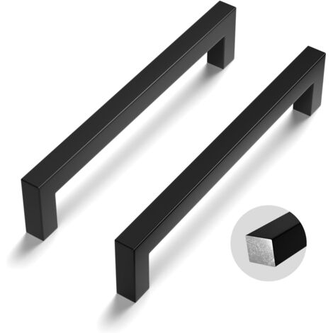 12 Stück Schrankgriffe Schwarz 128mm lochabstand Griffe für Küchenschränke Möbelgriffe Schwarz Griffe Möbel Küchengriffe Schwarz Küchenschrank Griffe Quadrat griff Solid (1/5)